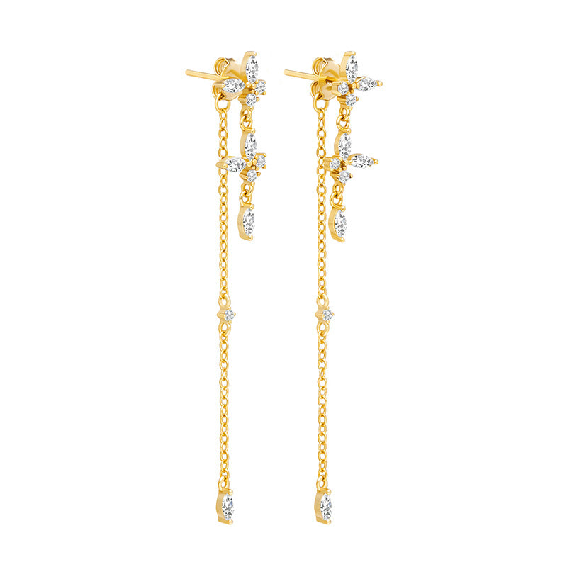 Flower Cascading Drop Chain Earrings