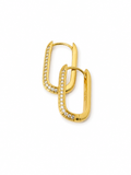 Élise Pavé Oval Link Huggie Earrings