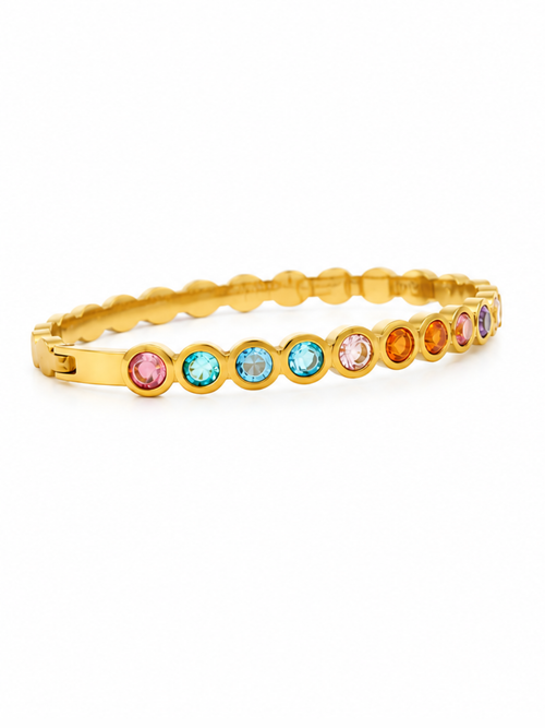 Soleil Multi-Gemstone Bezel Bangle