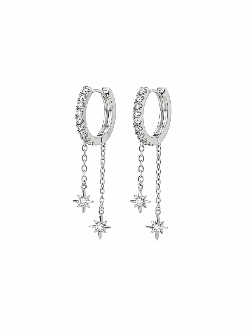 Stella Dual Star Drop Huggie Earrings
