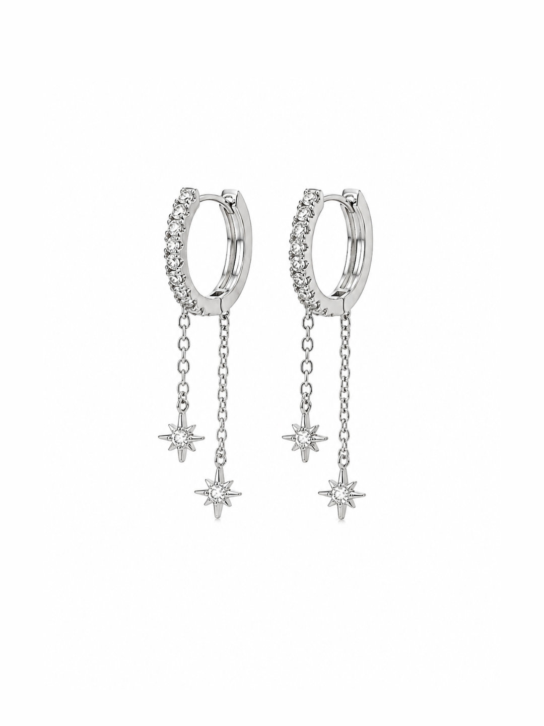 Stella Dual Star Drop Huggie Earrings