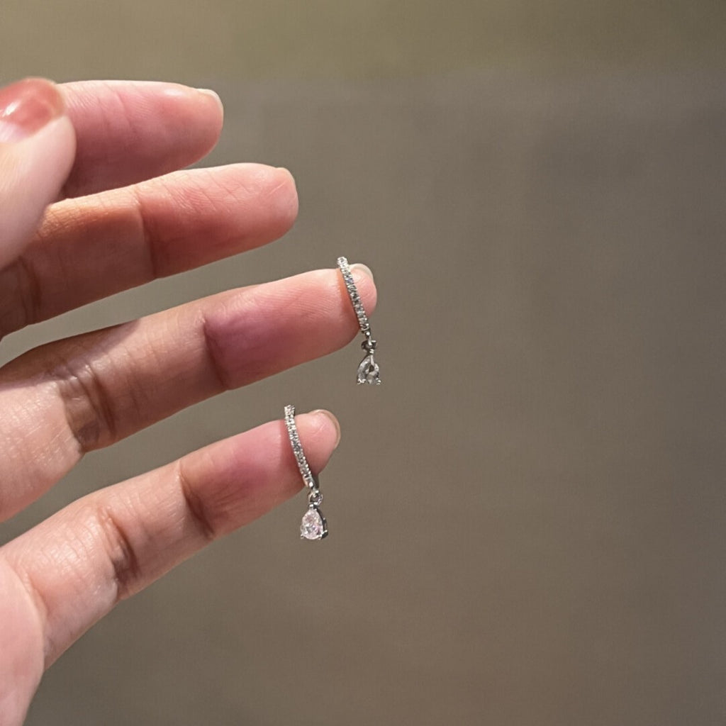 French Style Water Drop Zircon Earrings