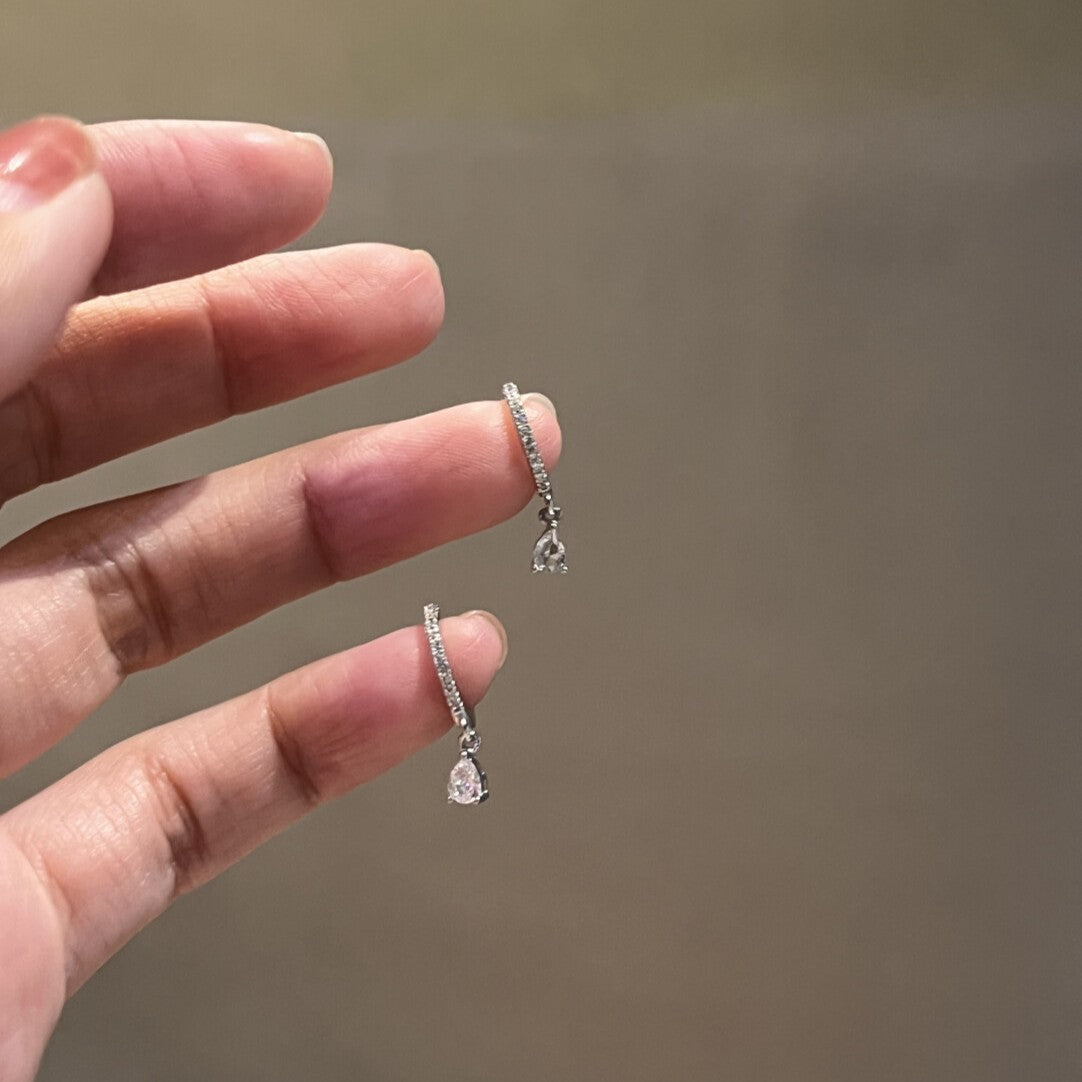 French Style Water Drop Zircon Earrings