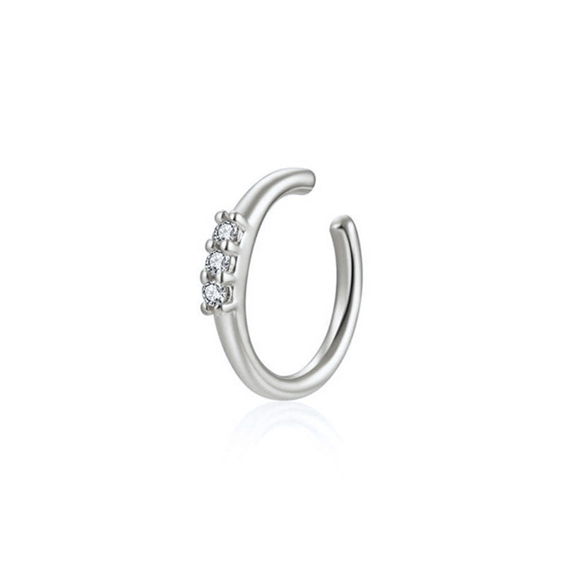 Light Luxury Zircon Inlaid 18K Gold Copper Ear Clip for Unisex