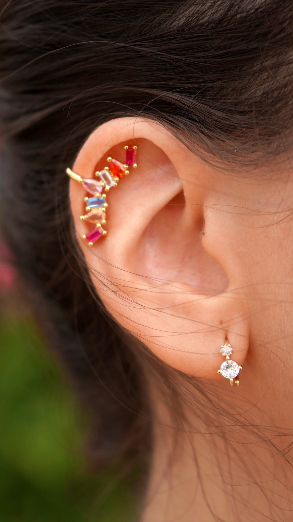 Soleil Multi-Gemstone Baguette Ear Cuff