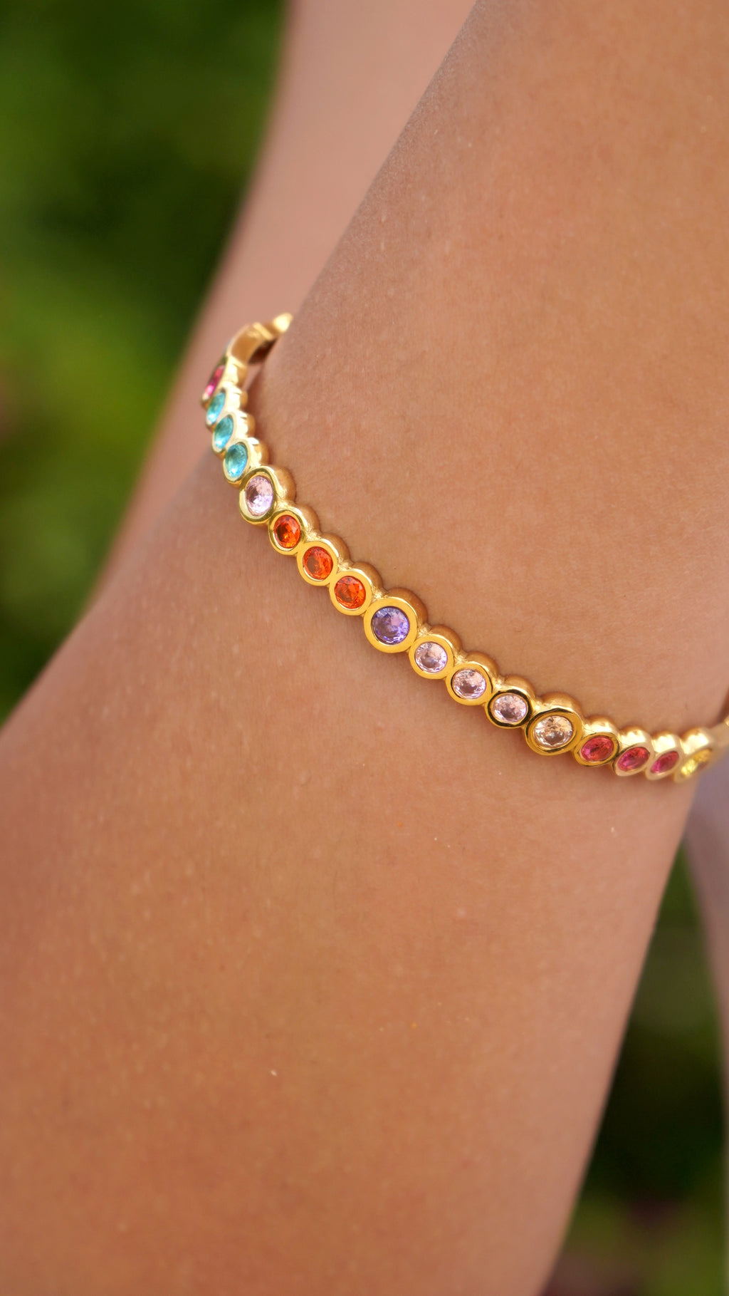 Soleil Multi-Gemstone Bezel Bangle