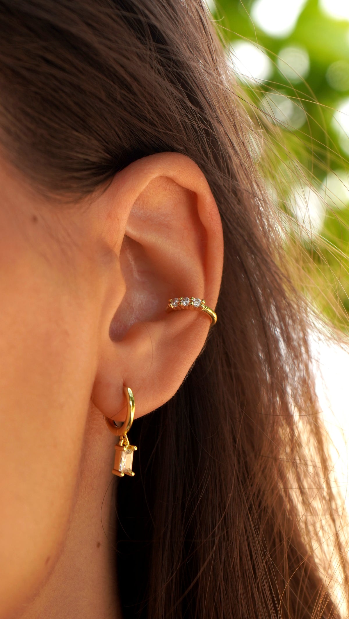 Trio Crystal Slim Ear Cuff