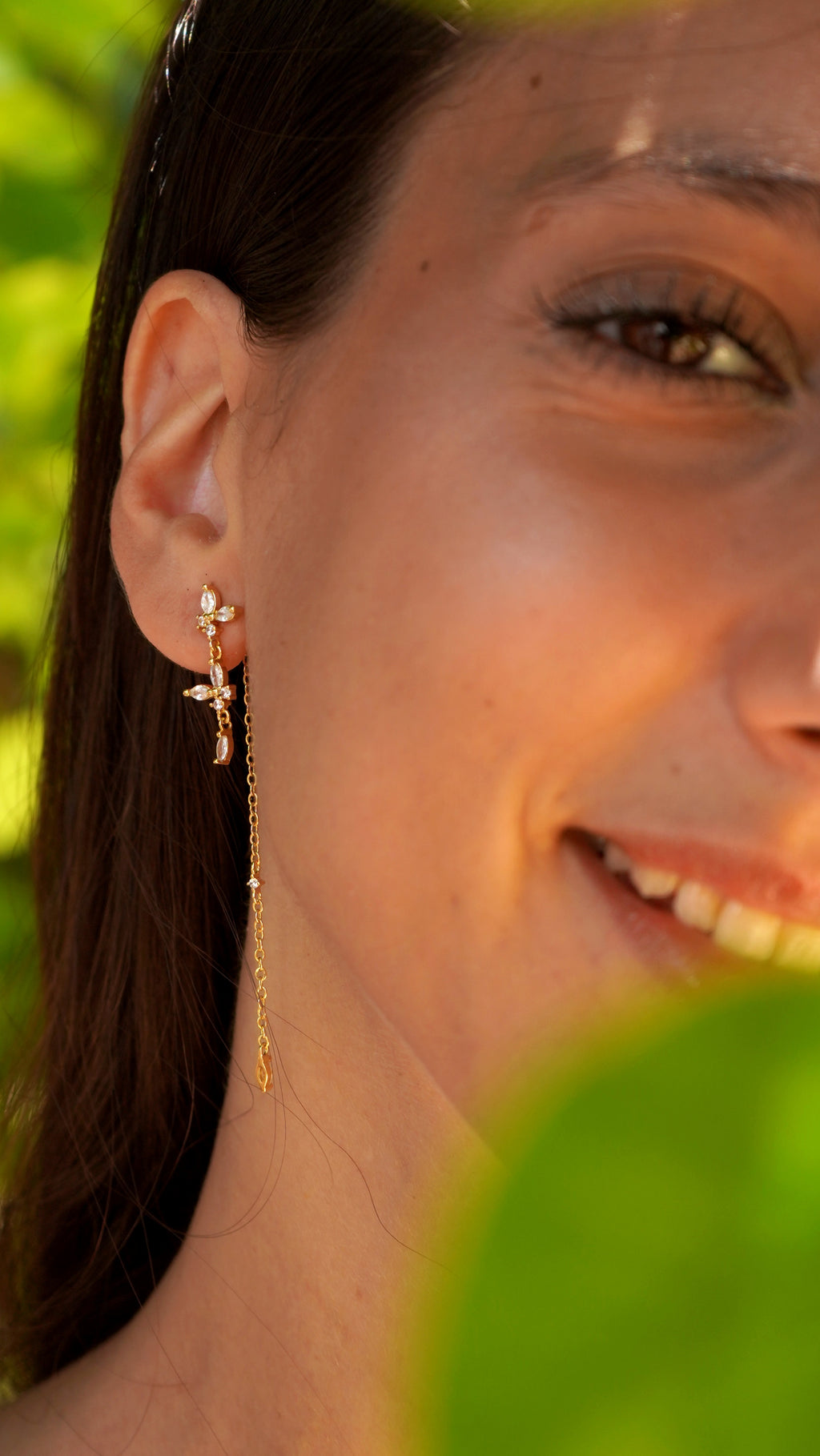 Flower Cascading Drop Chain Earrings