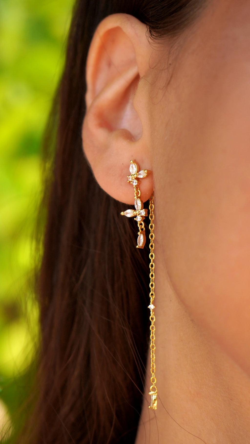 Flower Cascading Drop Chain Earrings