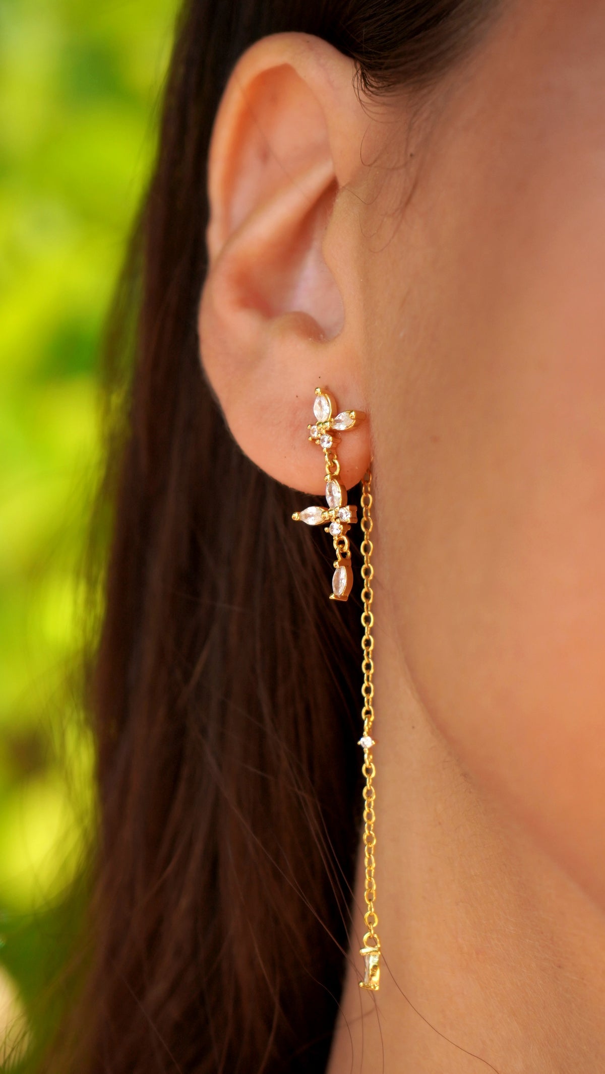 Flower Cascading Drop Chain Earrings