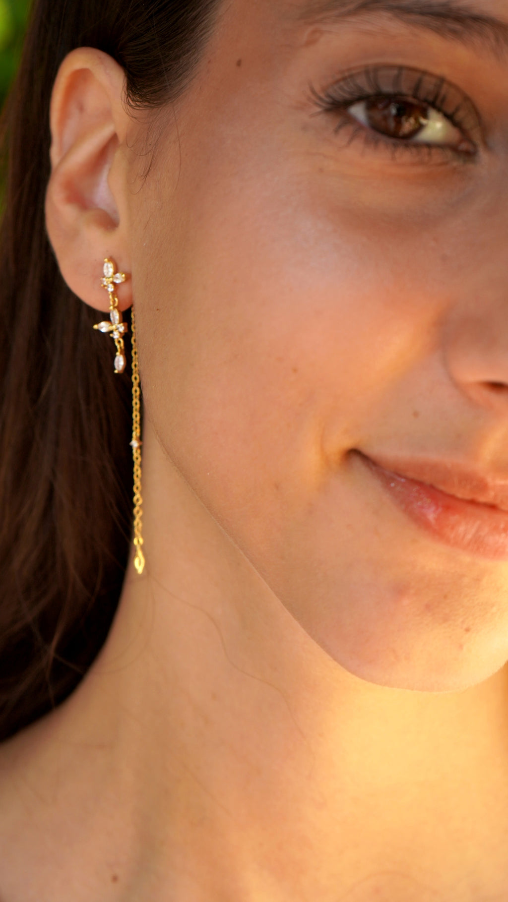 Flower Cascading Drop Chain Earrings