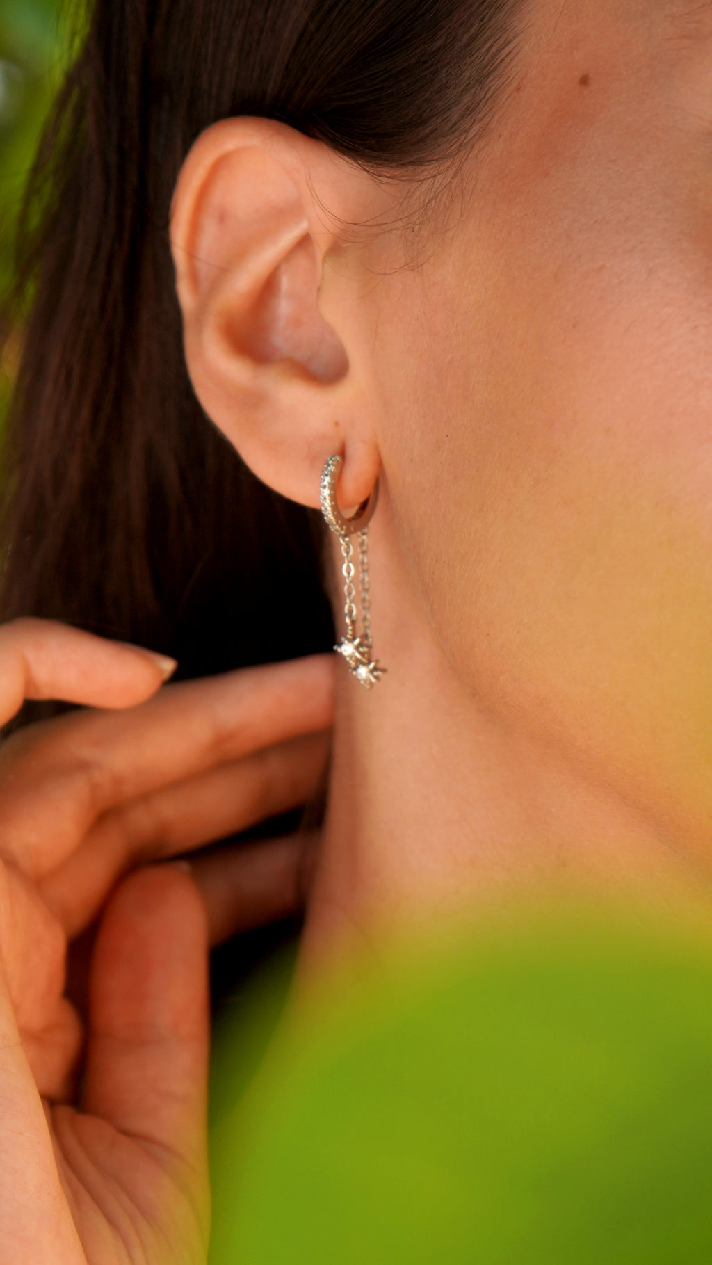 Stella Dual Star Drop Huggie Earrings