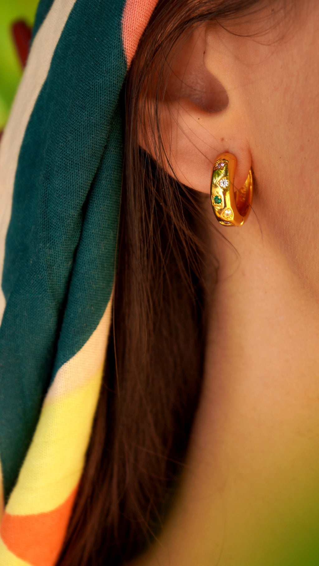 Celeste Gemstone Huggie Earrings