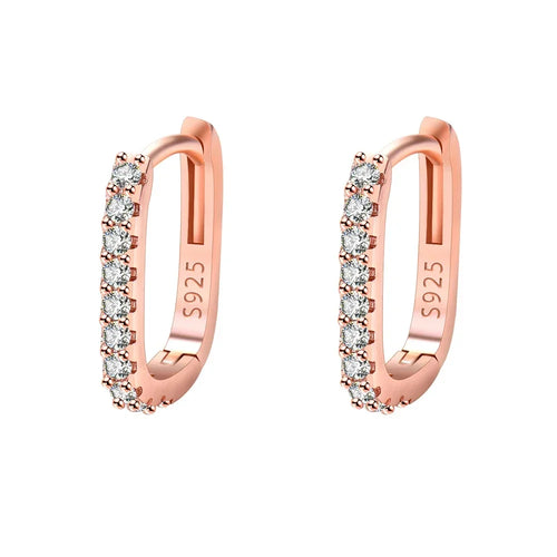 925 Sterling Silver Crystal Fashion Hoop Earrings