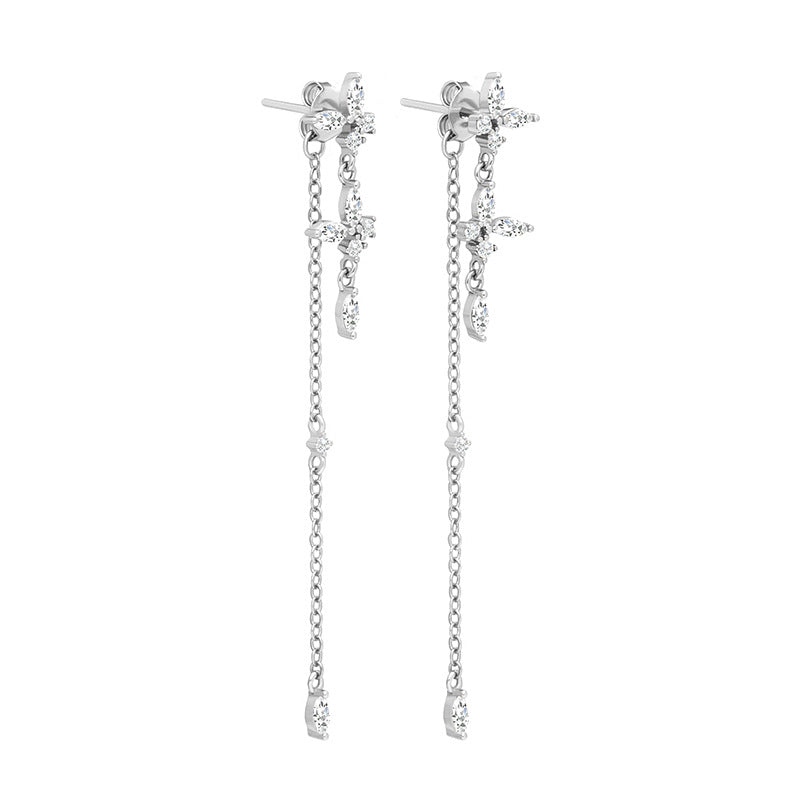 Flower Cascading Drop Chain Earrings