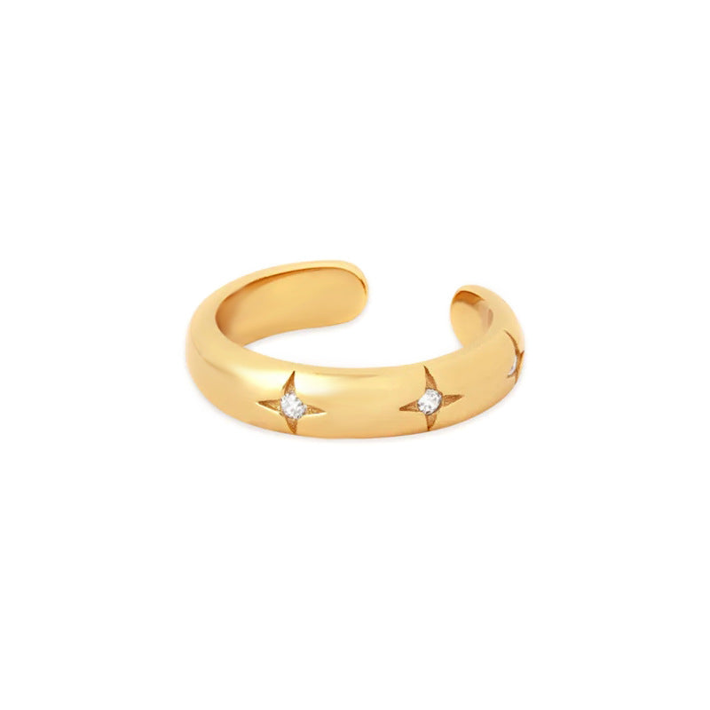 Light Luxury Zircon Inlaid 18K Gold Copper Ear Clip for Unisex