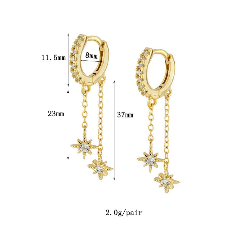 Stella Dual Star Drop Huggie Earrings