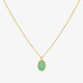 Silver Oval Gemstone Pendant Necklace