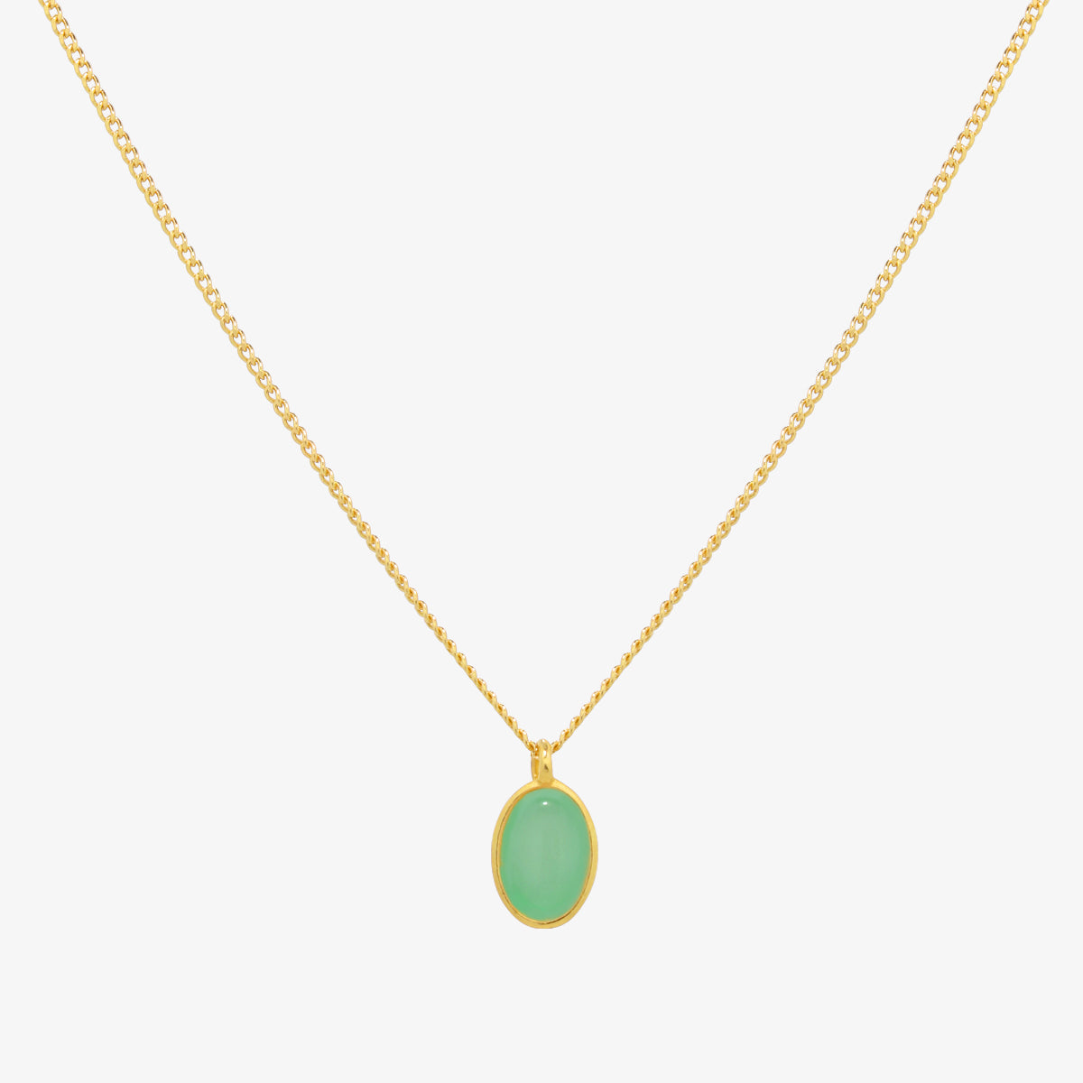 Silver Oval Gemstone Pendant Necklace