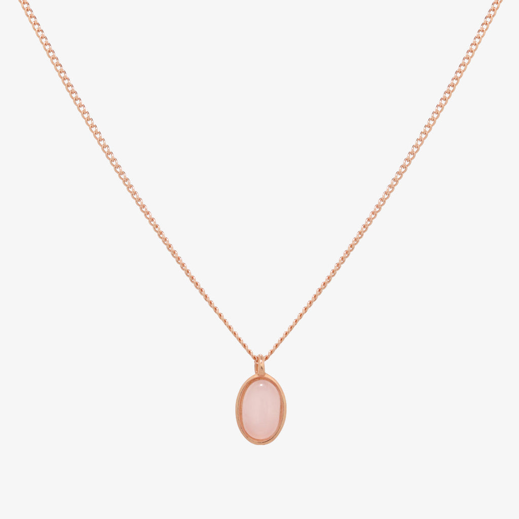 Silver Oval Gemstone Pendant Necklace