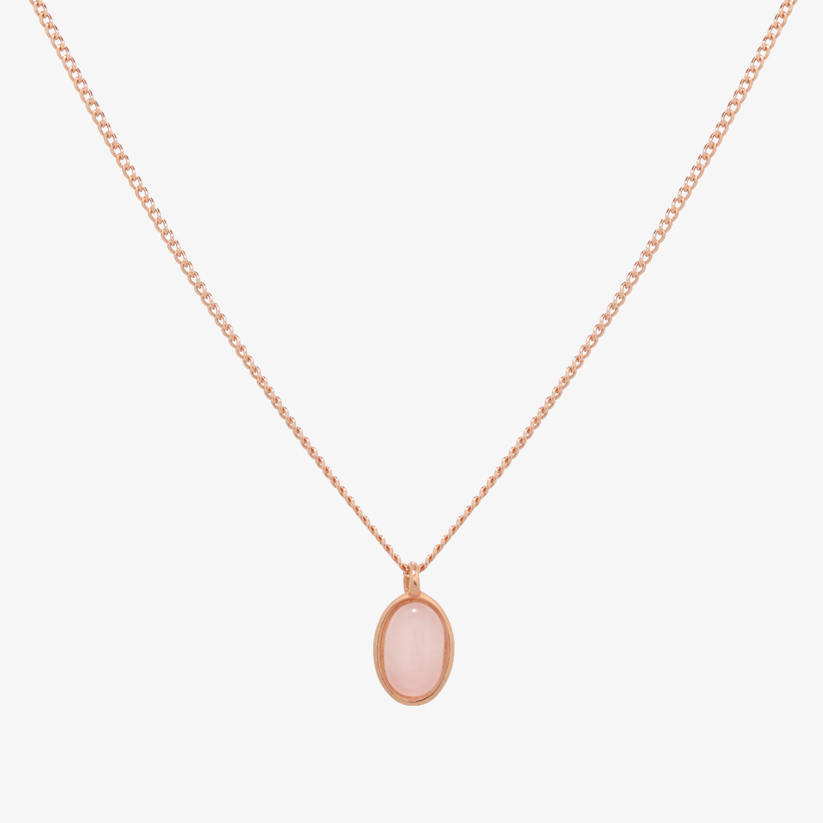 Silver Oval Gemstone Pendant Necklace