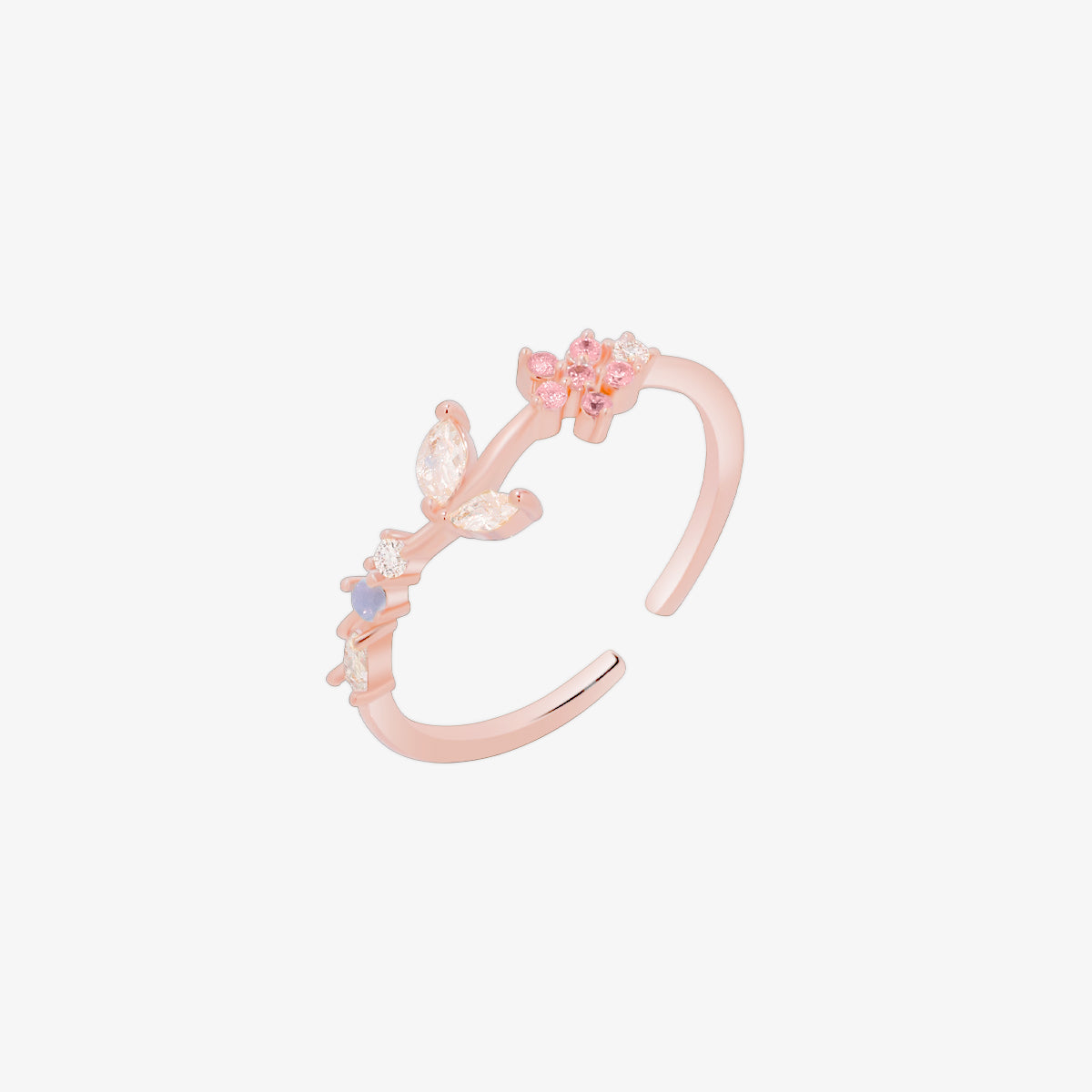 Moonstone flower leaf ring