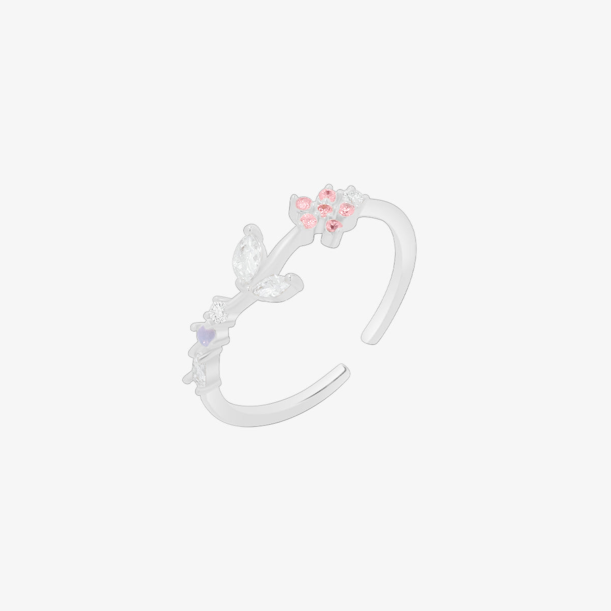 Moonstone flower leaf ring
